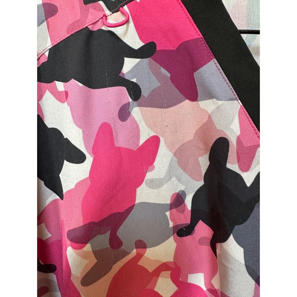 French Bull by Koi Lulu XL Dog Print Camo Frenchie Scrub Top Pink V-Neck - Picture 5 of 8